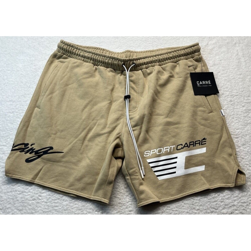 Carre Shorts Mens 3XL Beige Automobile Sweat Shorts Paris Casual Streetwear